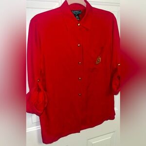 Ralph Lauren Vibrant Red Silk Blouse size S/P